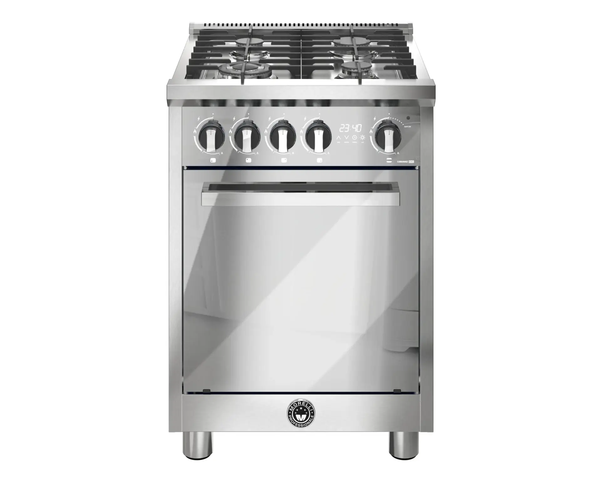 Fogão Morelli Zafira Evo 600 em aço inox, vista frontal